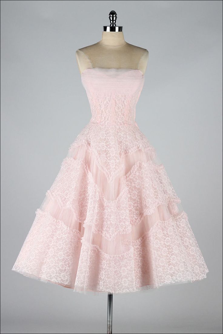 Vintage Strapless Pink Lace Tulle Short Homecoming Dress Evening Dress DP1445