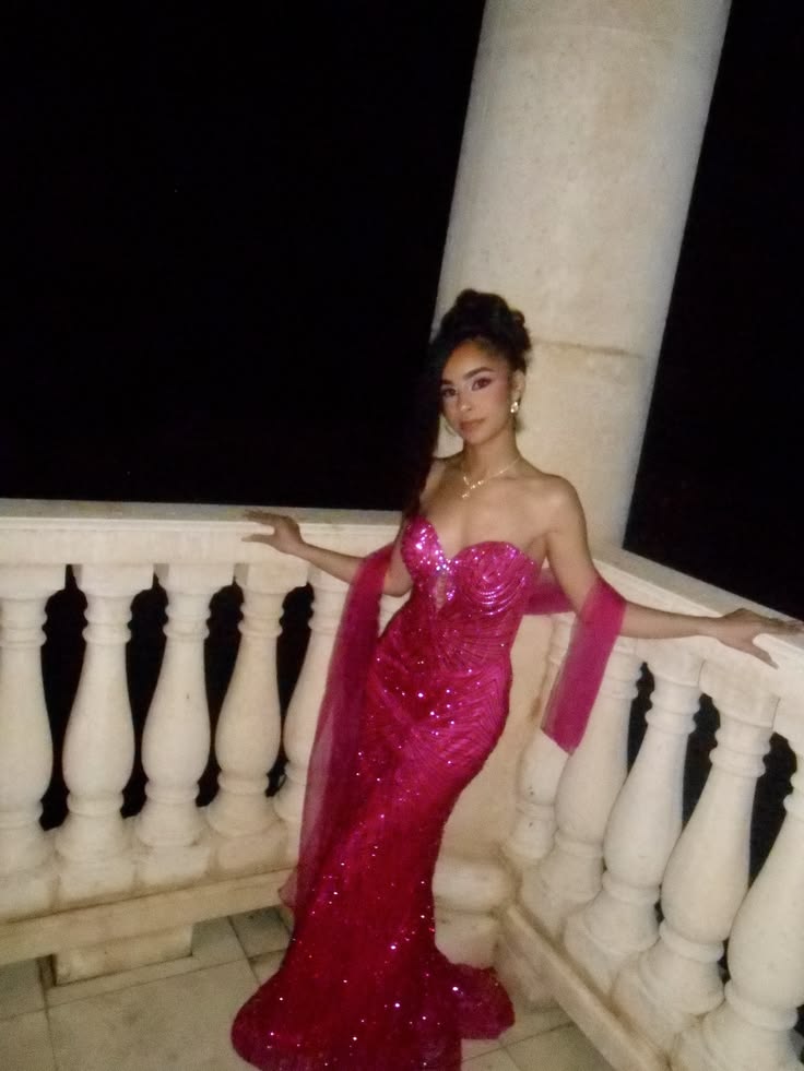 Hot Pink Mermaid Sweetheart Neck Shiny Sequin Beaded Tulle Prom Dress Evening Dress DP8037