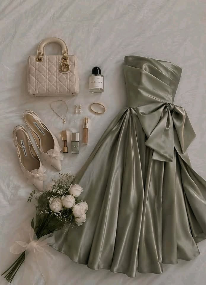 Sage Green Bow A Line Strapless Satin Prom Dress Evening Dress DP5718