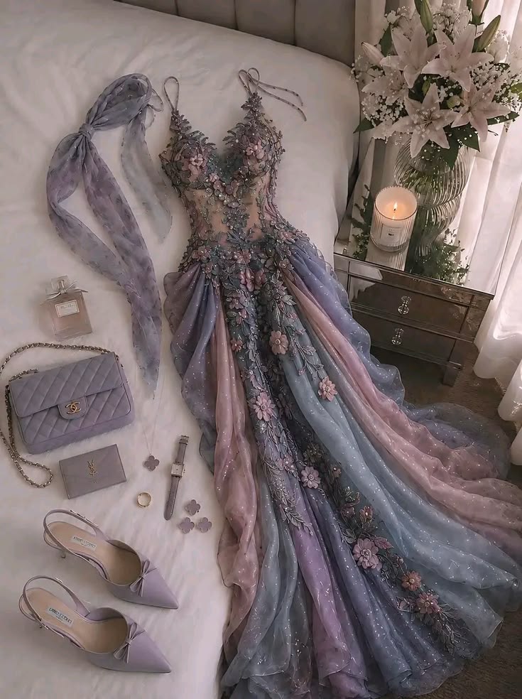 Colorful A Line Spaghetti Straps Sequin Appliques Chiffon Prom Dress Evening Dress DP5712