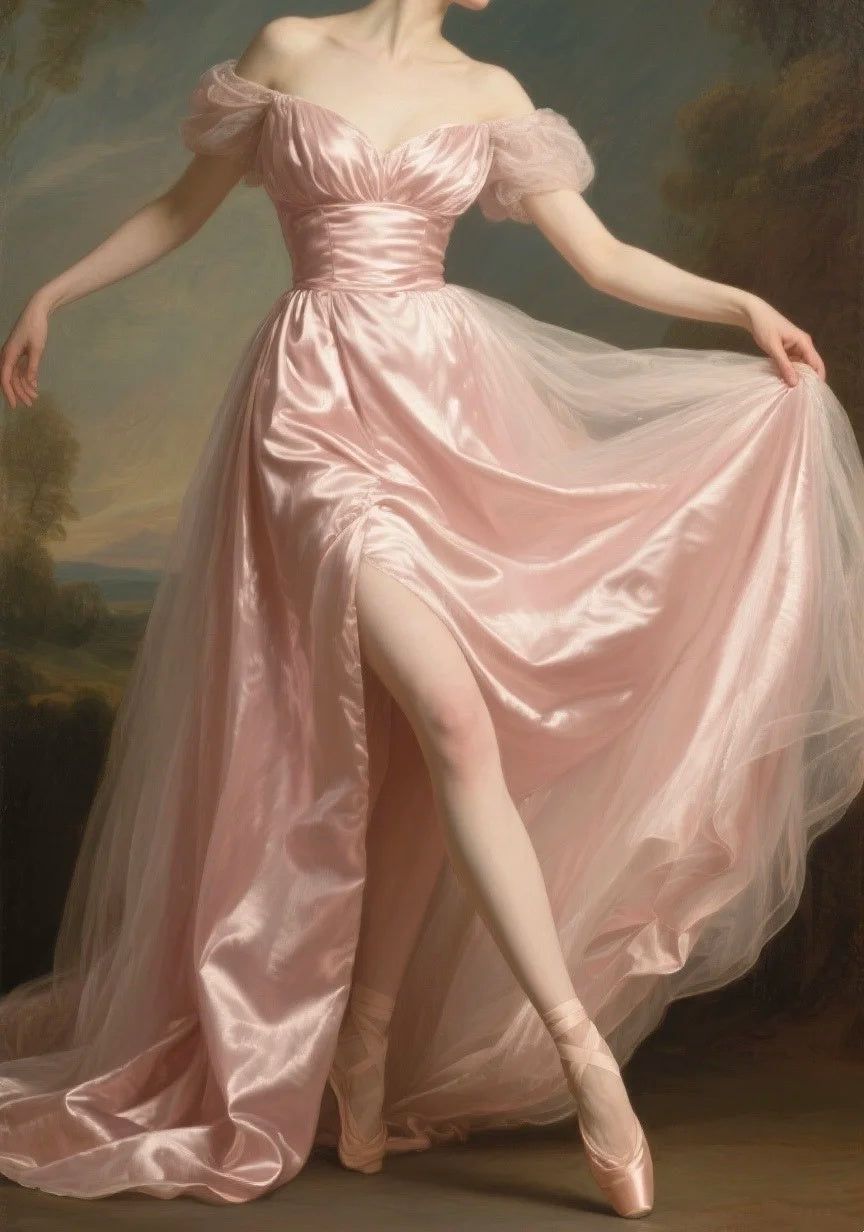 Dreamy Pink A Line Off the Shoulder Tulle Satin Prom Dress with Slit DP4590
