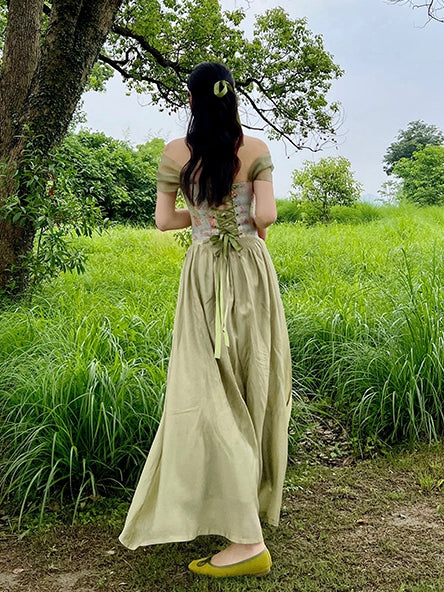 Elegant A Line Off the Shoulder Green Satin Long Prom Dress Evening Dress DP1781
