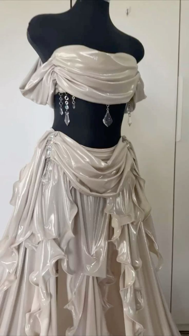 Unique Grey A Line Off the Shoulder Ruffle Satin Prom Dress Evening Dress Date Dress DP3308