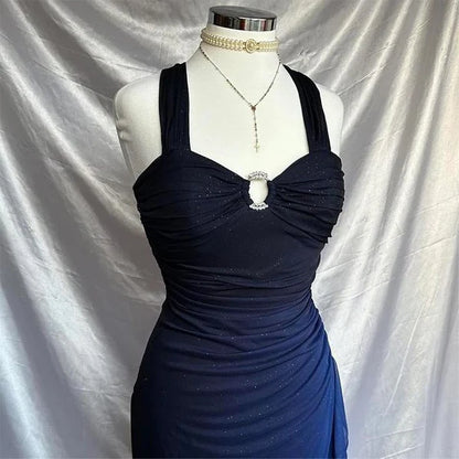 Charming Chiffon Ombre Navy Blue Long Prom Dress Evening Dress DP720