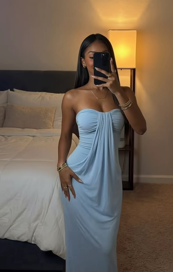 Light Blue Sheath Sweetheart Neck Pleated Satin Prom Dress Evening Dress DP7843