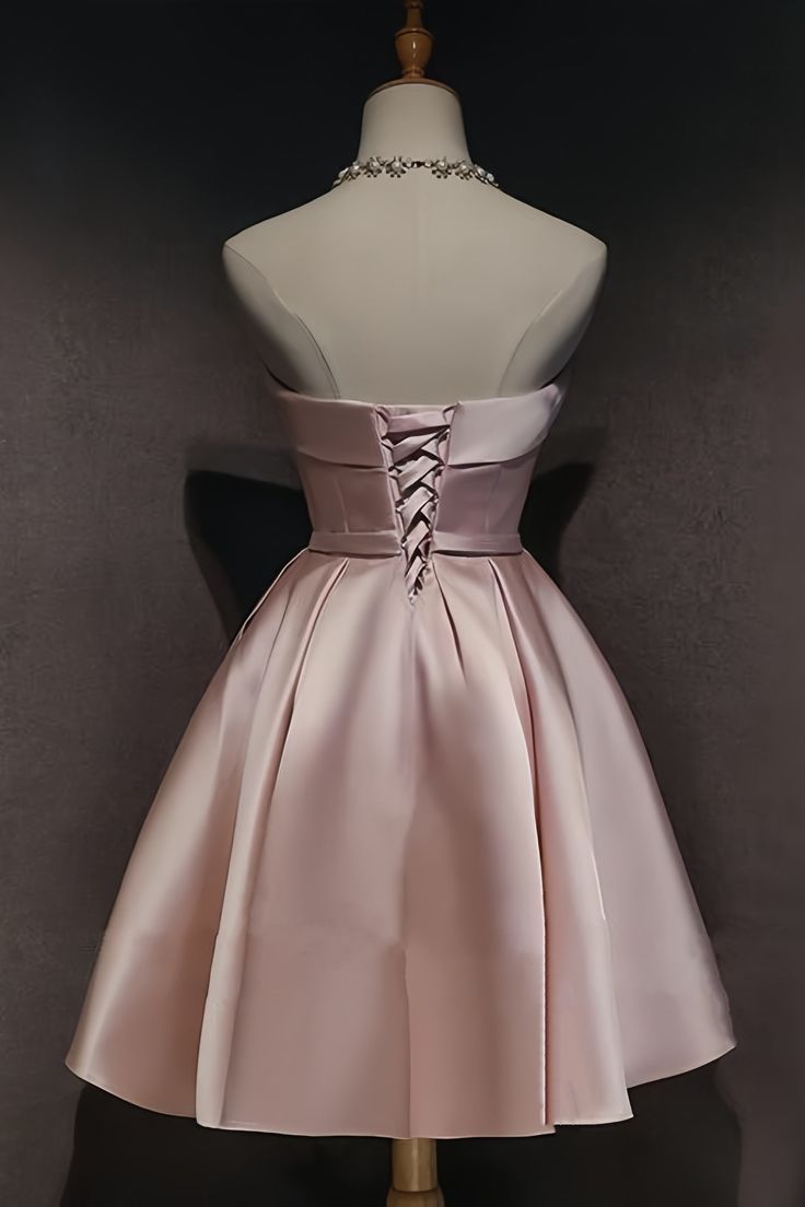 Elegant A Line Strapless Satin Party Dress Homecoming Dress DP879