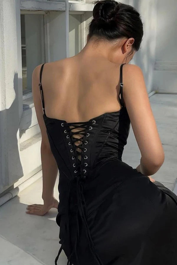 Simple Brown Spaghetti Straps A Line Prom Dress Party Dress DP5371