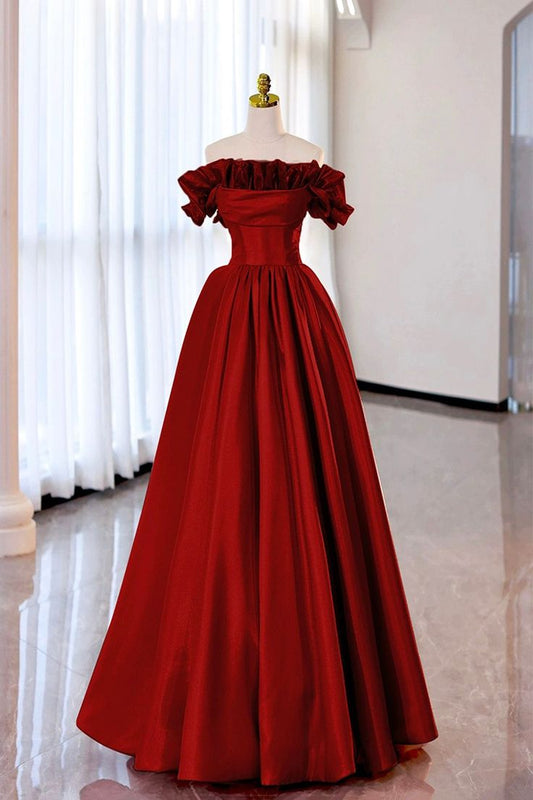 A Line Strapless Satin Long Prom Dress Evening Party Dress DP1038
