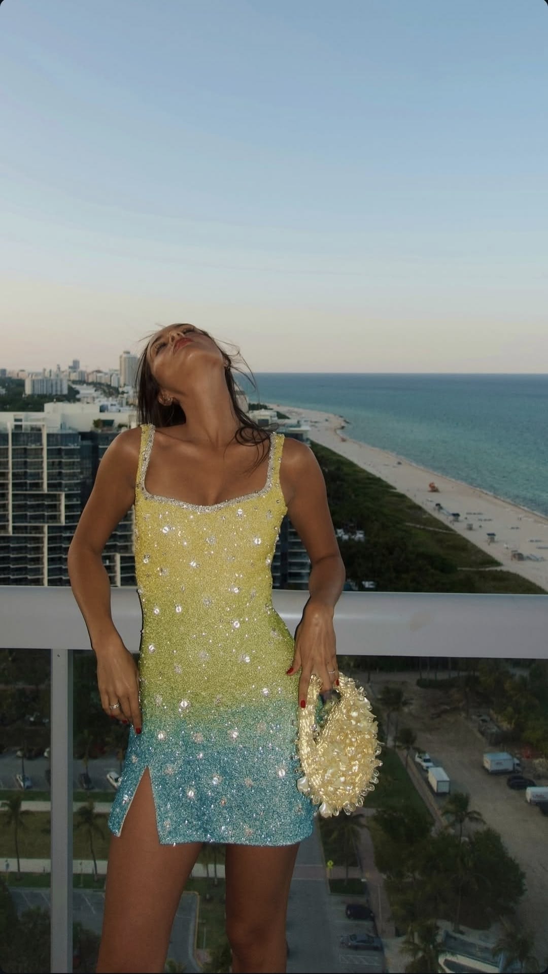 Blue Yellow Ombre Sheath Strap Beaded Sequin Short Prom Dress Homecoming Dress DP7574