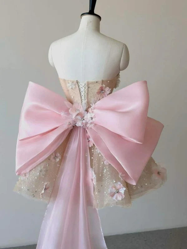 Lovely Sweetheart A-Line Floral Appliques Short Party Dresses Birthday Outfits DP7565