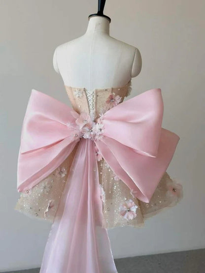 Lovely Sweetheart A-Line Floral Appliques Short Party Dresses Birthday Outfits DP7565