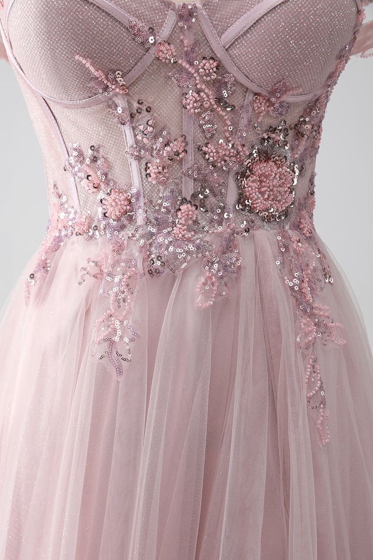 Sparkly A Line Strapless Tulle Long Prom Dress Evening Dress with Bow DP1378