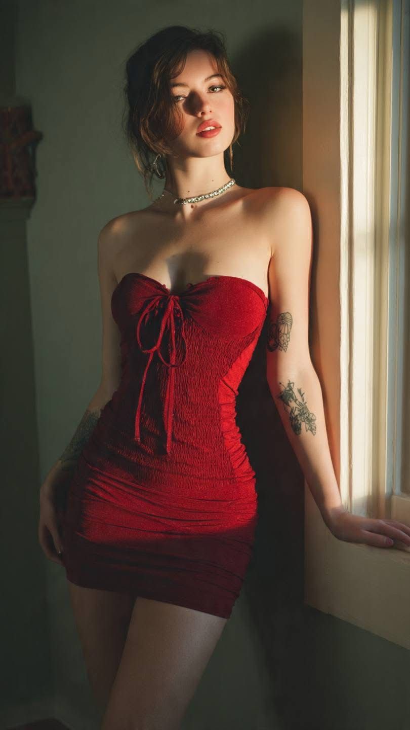 Red Sheath Sweetheart Neck Pleated Satin Short Homecoming Dress Outfits DP6882