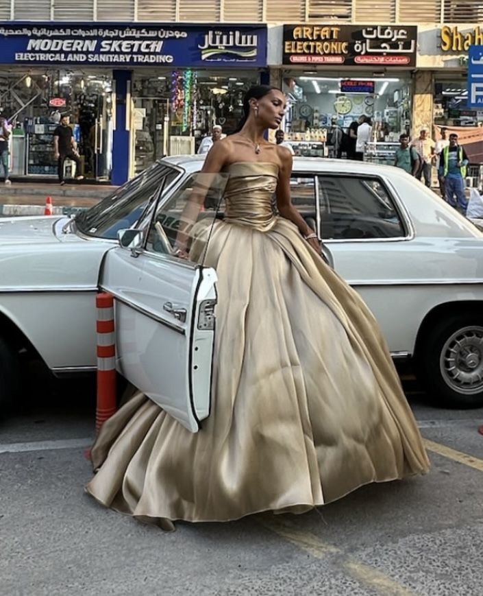Brown Ball Gown Strapless Satin Long Prom Dresses 16th Birthday Dress DP3677