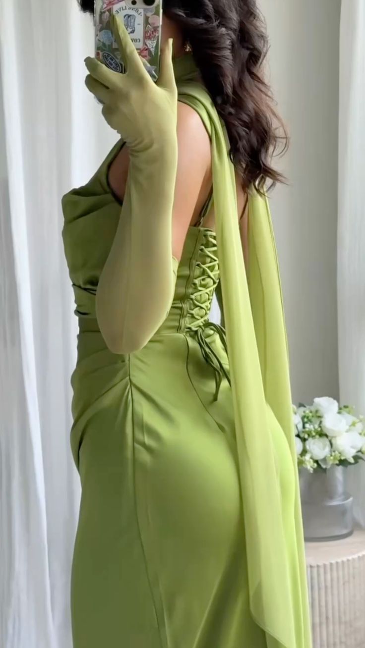 Elegant Fresh Green Sheath Straps Simple Satin Bridesmaid Dress DP5096