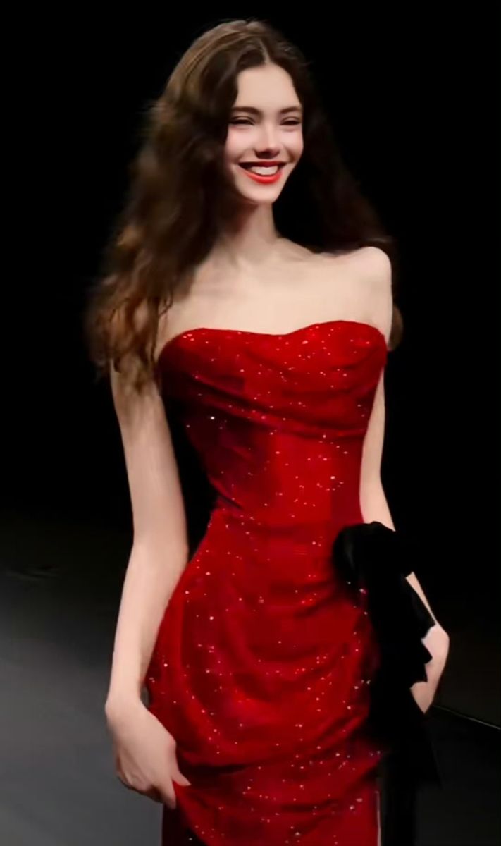 Sexy Burgundy Sheath Strapless Sequin Long Prom Dress Party Dress with Slit DP4135