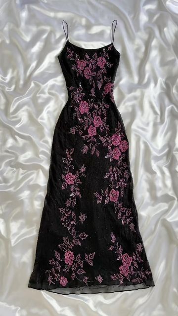 Vintage A Line Spaghetti Strap Beads Chiffon Satin Prom Dress Evening Dress DP1408