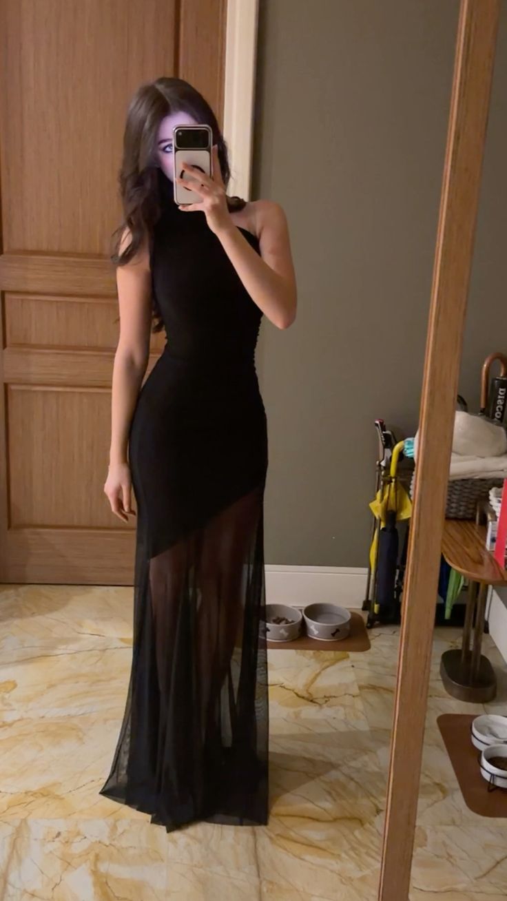 Black Sheath One Shoulder Tulle Satin Long Prom Dress Evening Dress DP7899