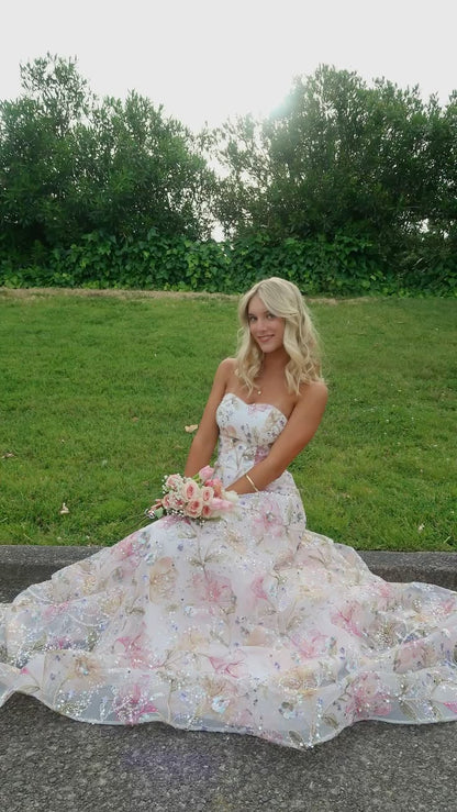 Princess Ball Gown Sweetheart Neck Sequin Tulle Prom Dress Evening Dress DP6103