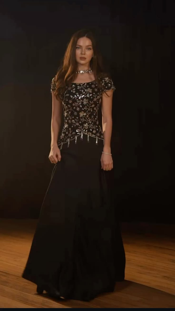 Shiny Beaded A Line Black Satin Prom Dress Evening Dress DP7165