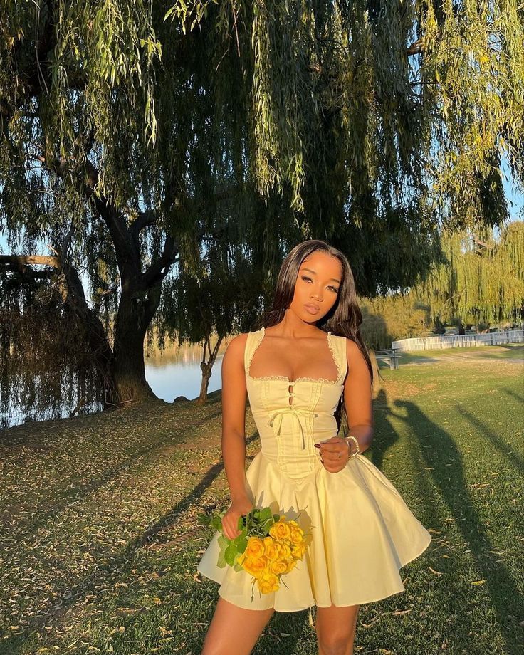 Cute A Line Strap Yellow Satin Short Homecoming Dress Birthday Dress DP1935