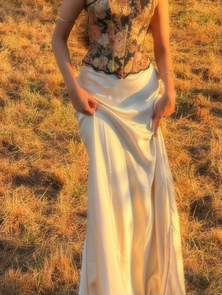 Vintage Two Piece A Line Strapless Printed Satin Long Prom Dress Date Dress DP7020