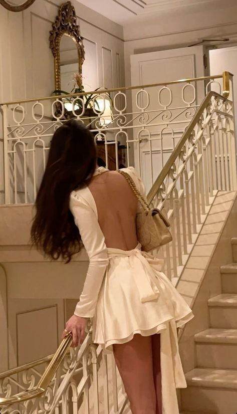 Backless Simple A Line Long Sleeve White Satin Mini Homecoming Dress DP2781
