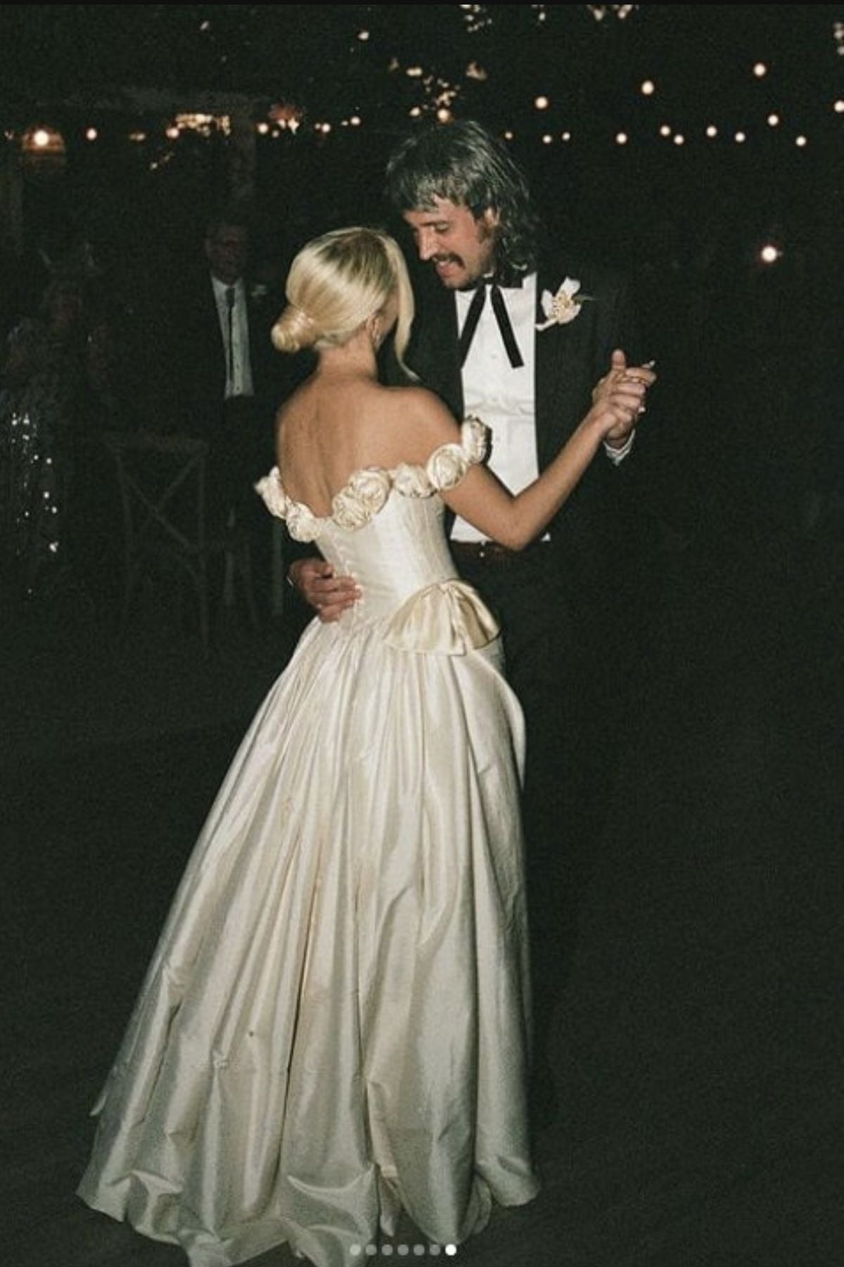 Vintage Ivory Rose A Line Off the Shoulder Satin Long Wedding Dress DP5213