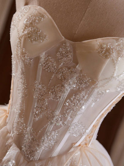 Cute A Line Sweetheart Neck Ivory Beads Tulle Short Homecoming Dresses DP1338