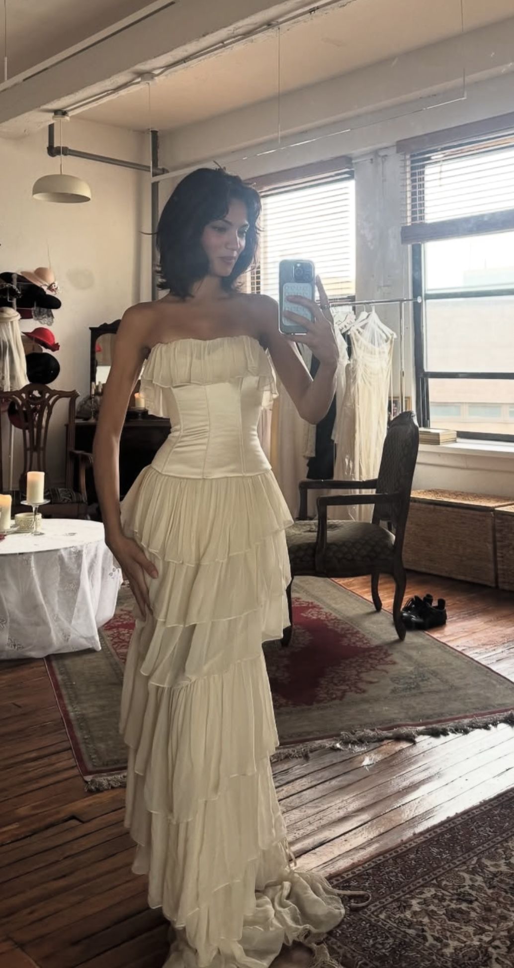 Stunning Light Apricot Sheath Strapless Layered Chiffon Satin Long Prom Dress Evening Dress DP3305