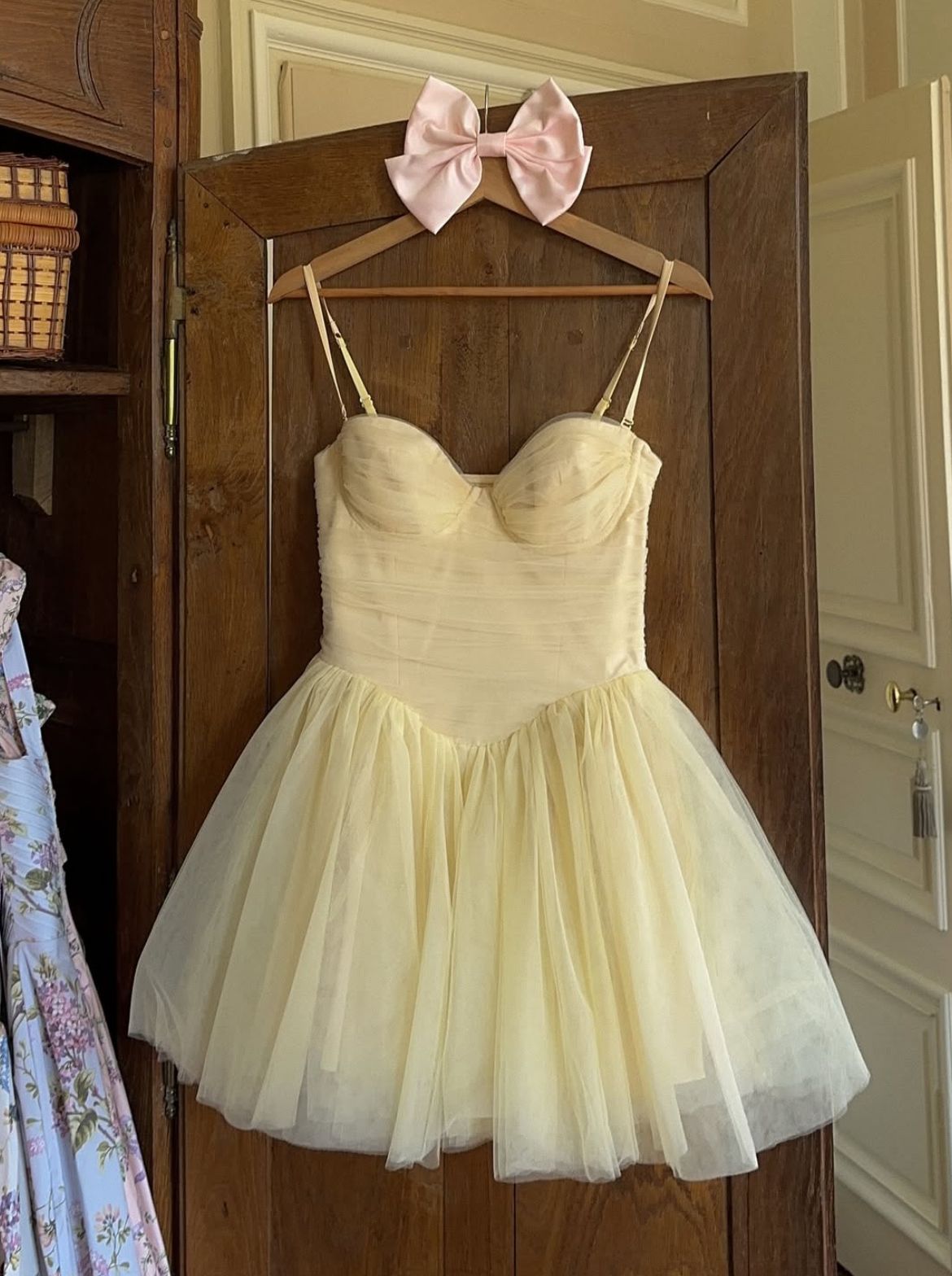Sweety Yellow A Line Straps Tulle Short Prom Dress Homecoming Dress Outfits DP6818