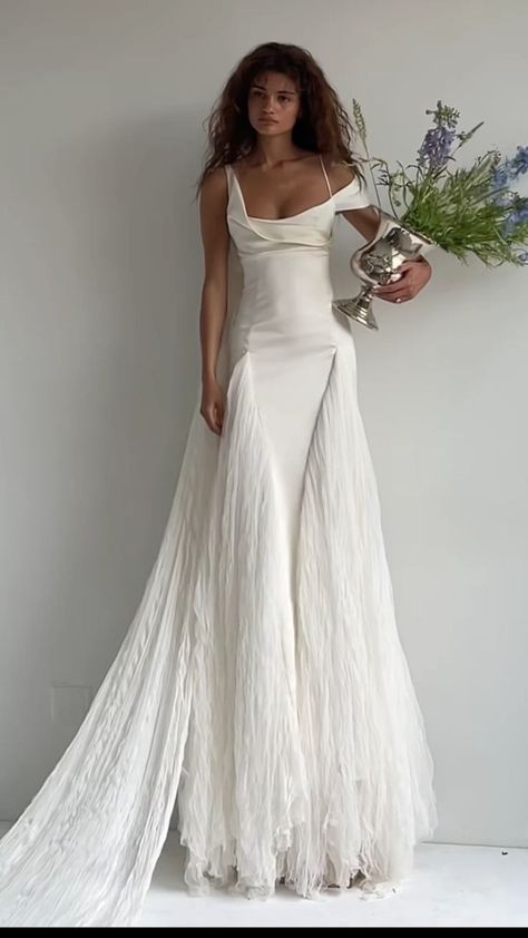 Classic A Line Straps Satin Chiffon Wedding Dress Prom Dress DP3823