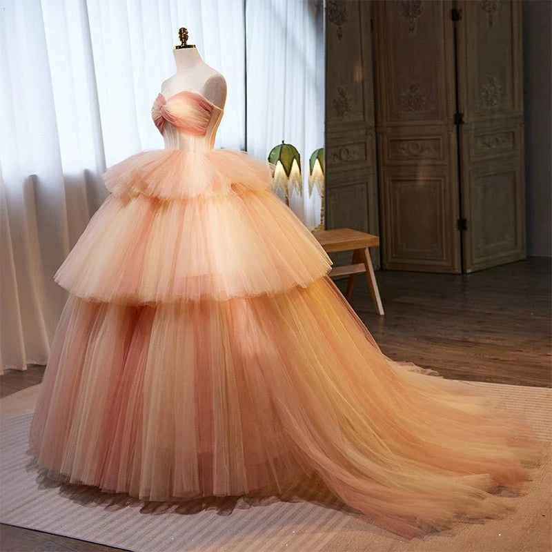 Elegant A Line Sweetheart Layered Tulle Prom Dress DP784