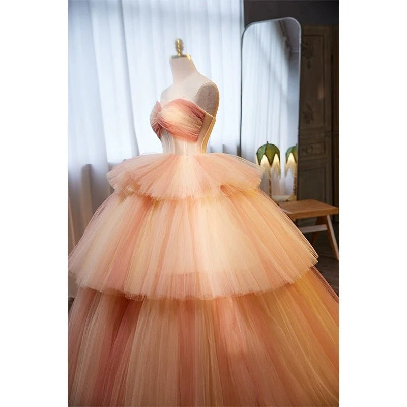 Elegant A Line Sweetheart Layered Tulle Prom Dress DP784