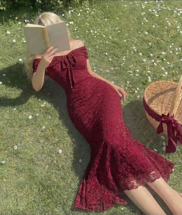 Charming Burgundy Mermaid Off the Shoulder Lace Prom Dress Evening Dress DP6741