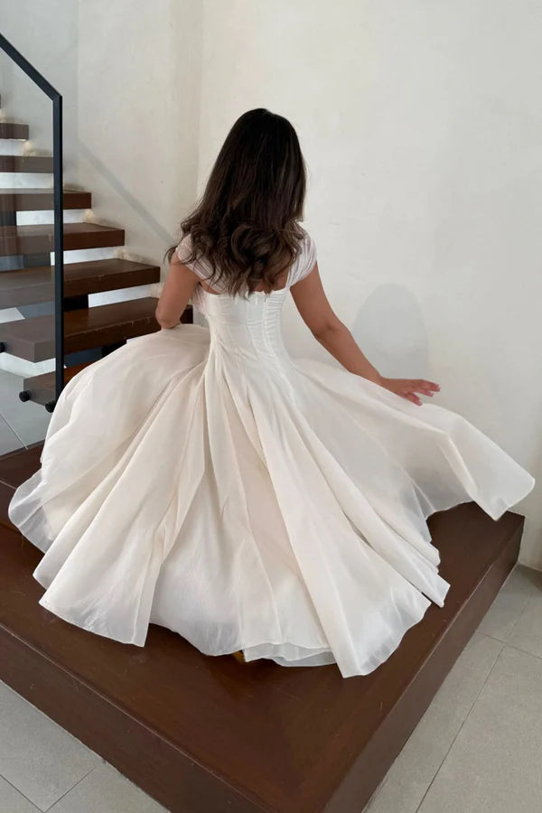 Princess Apricot A Line Straps Tulle Chiffon Prom Dress Party Evening Dress DP5373