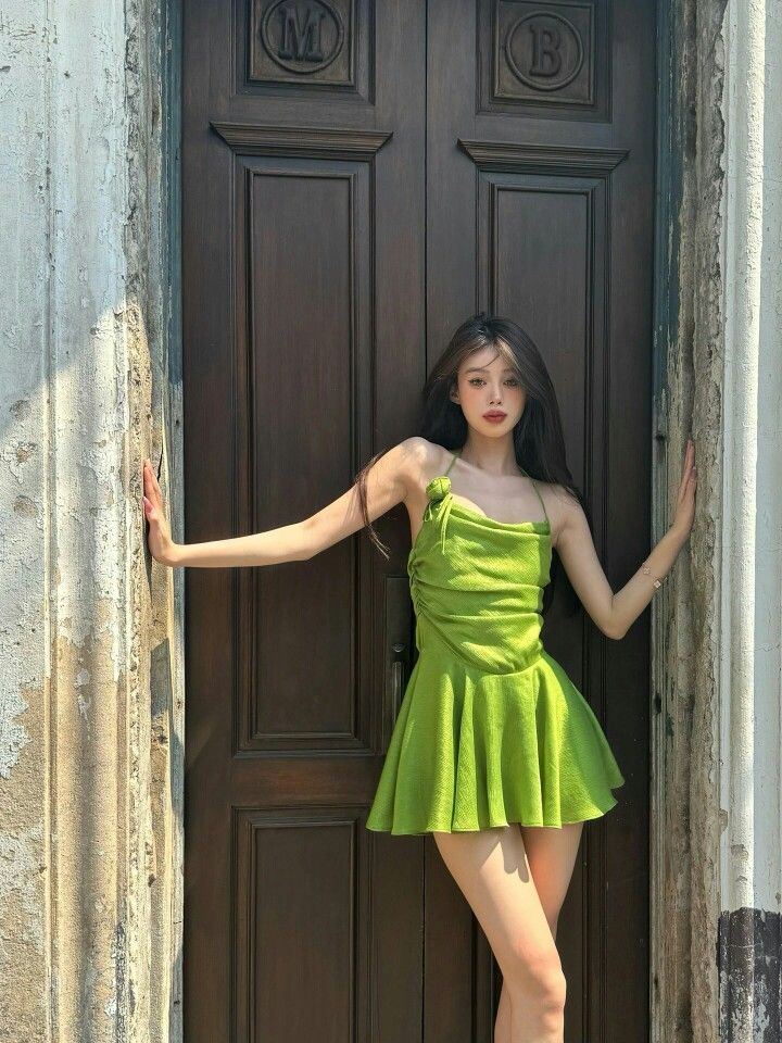 Cute A Line Halter Green Satin Short Open Back Party Dress Homecoming Dresses DP2353