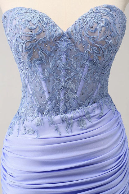 Sexy Sheath Sweetheart Satin Short Prom Dresses with Beading DP754