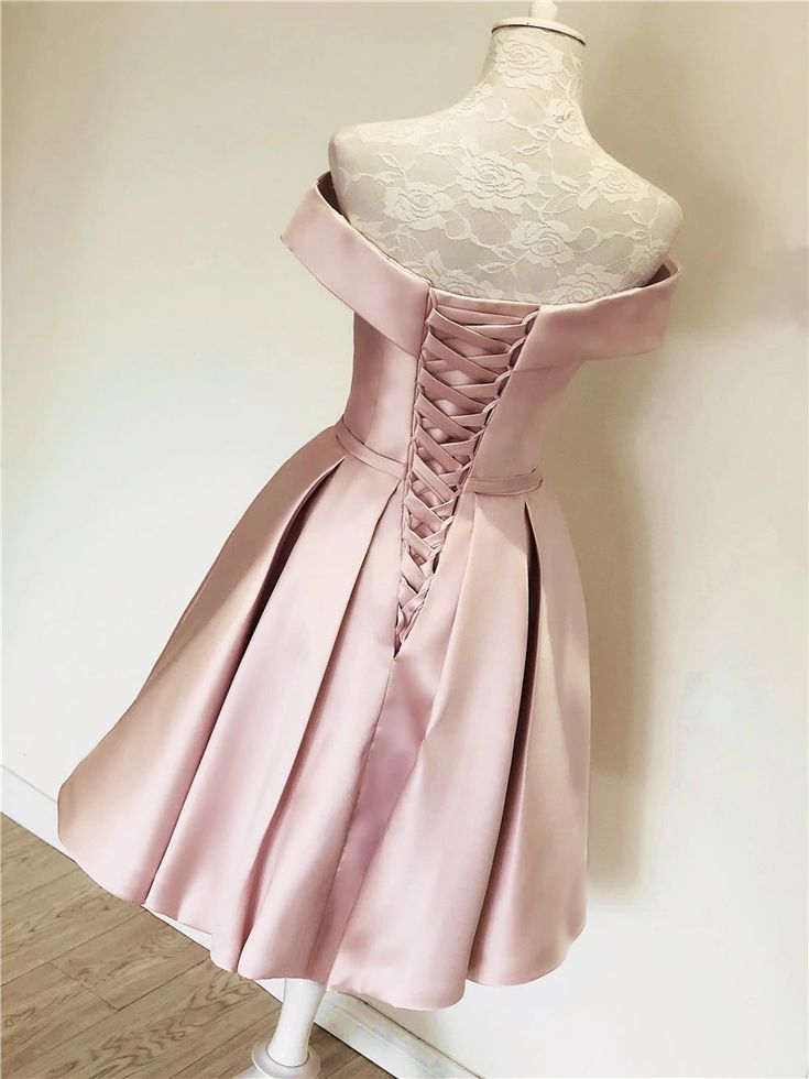 Elegant A Line Off-the-shoulder Satin Party Dress Homecoming Dress DP878