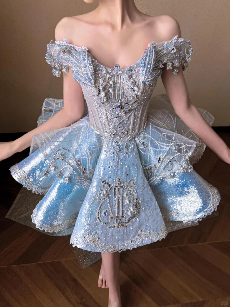 Blue A Line Off the Shoulder Exquisite Beaded Sequin Short Homecoming Dress DP4601