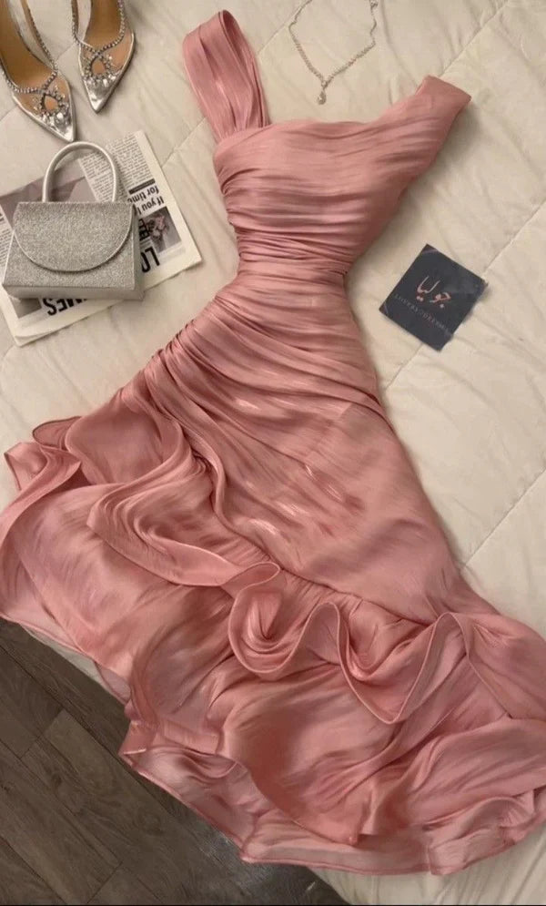 Pink Irregular Length Evening Cocktail Dresses Homecoming Dresses DP7548