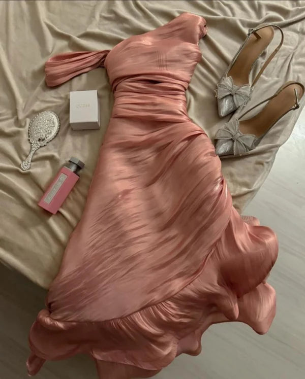 Pink Irregular Length Evening Cocktail Dresses Homecoming Dresses DP7548