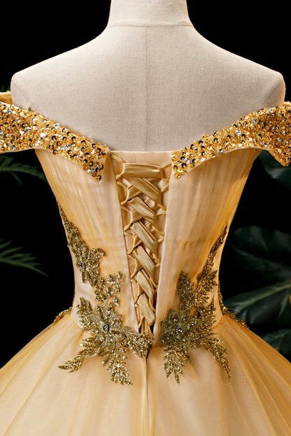 Lovely Off-the-shoulder Appliques Tulle Formal Dress  Evening Party Dress DP892
