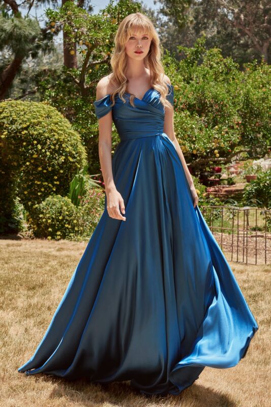 Simple A Line Off-the-shoulder Satin Long Prom Dress Evening Dress DP1028