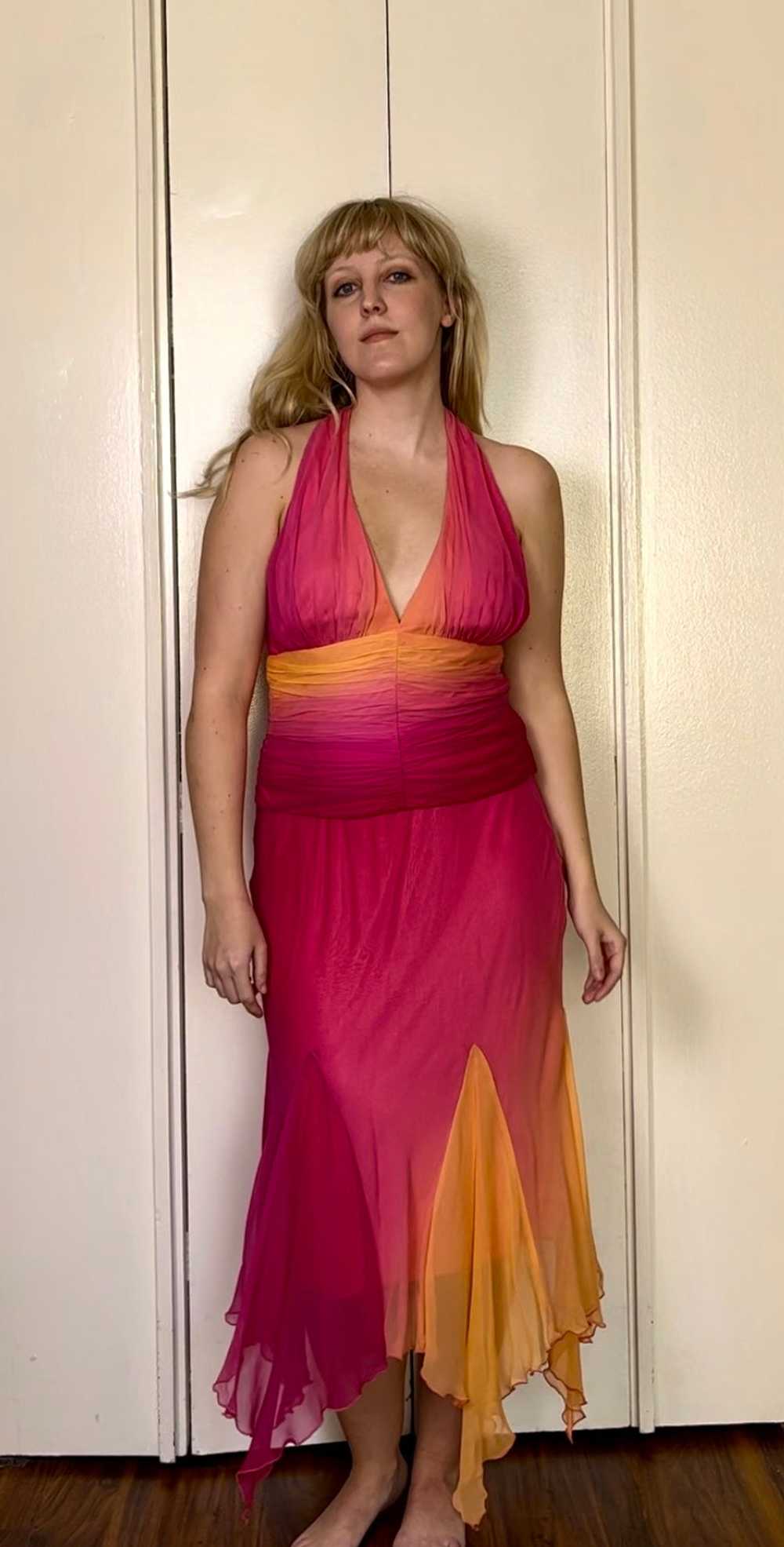 Two Piece Mermaid Halter Chiffon Long Prom Dresses Evening Dresses DP1185