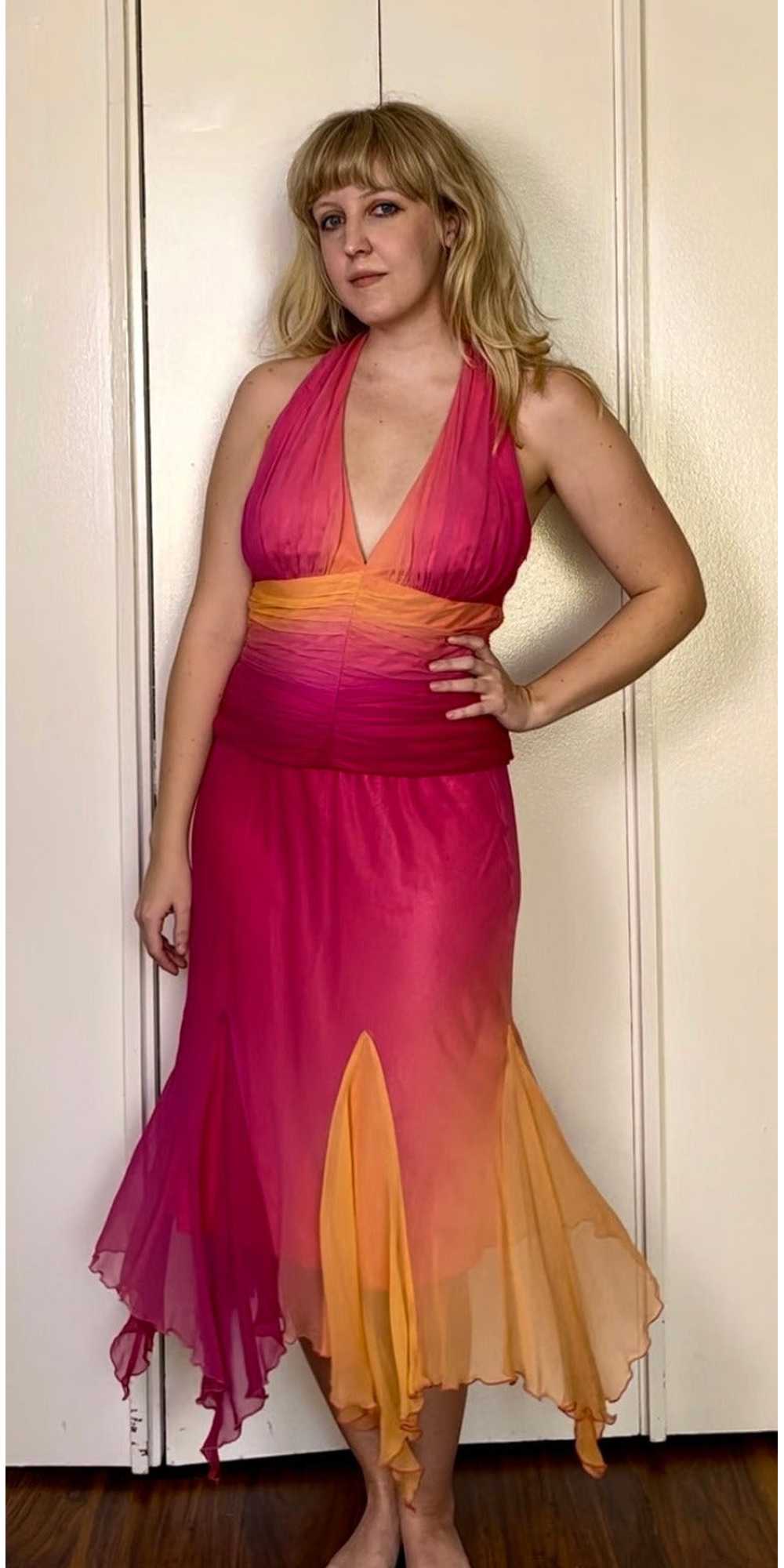 Two Piece Mermaid Halter Chiffon Long Prom Dresses Evening Dresses DP1185