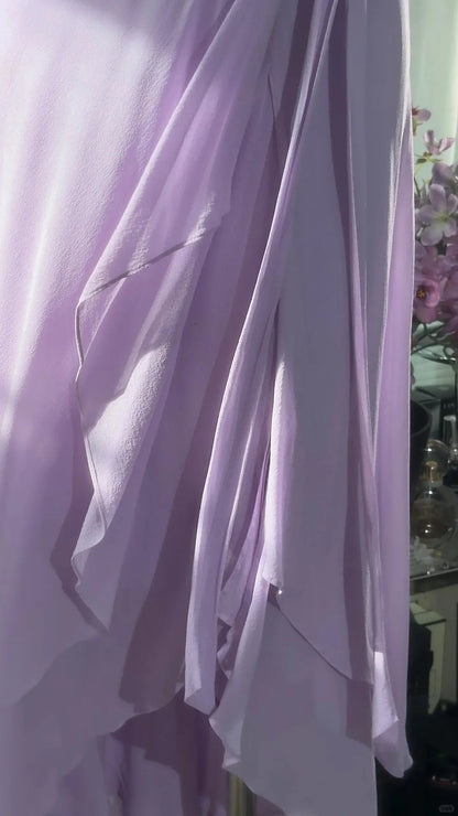 Simple Purple A Line V Neck Layered Chiffon Homecoming Dress Outfits DP3801